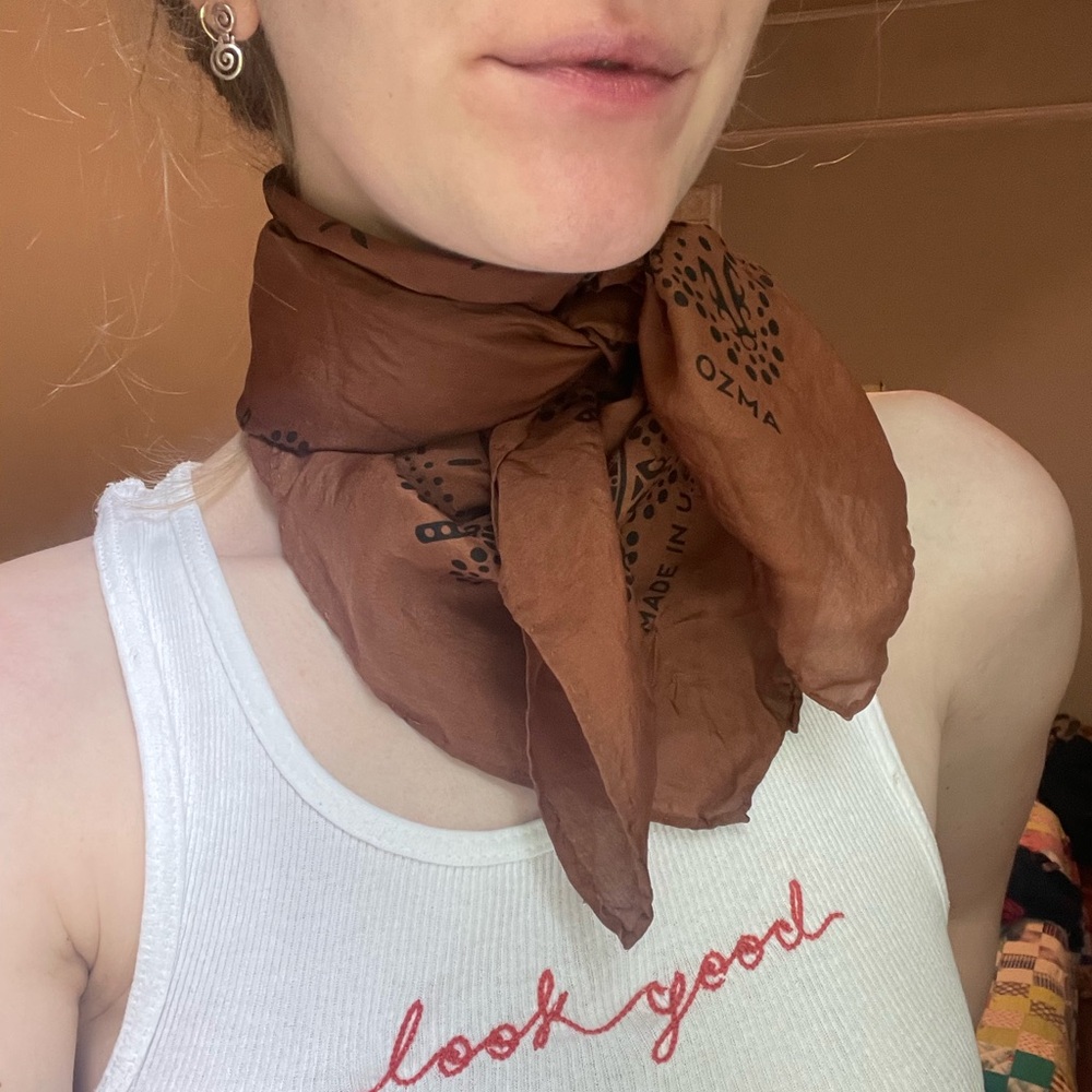 Ozma 1930s Regen Silk Bandana in Cedar / Terracotta Clay